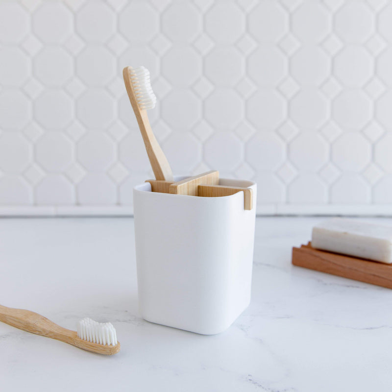 ZeroWasteStore.com Zero Waste Brush Holder- Bamboo Fiber & Corn Starch, White or Black Bathroom Accessories