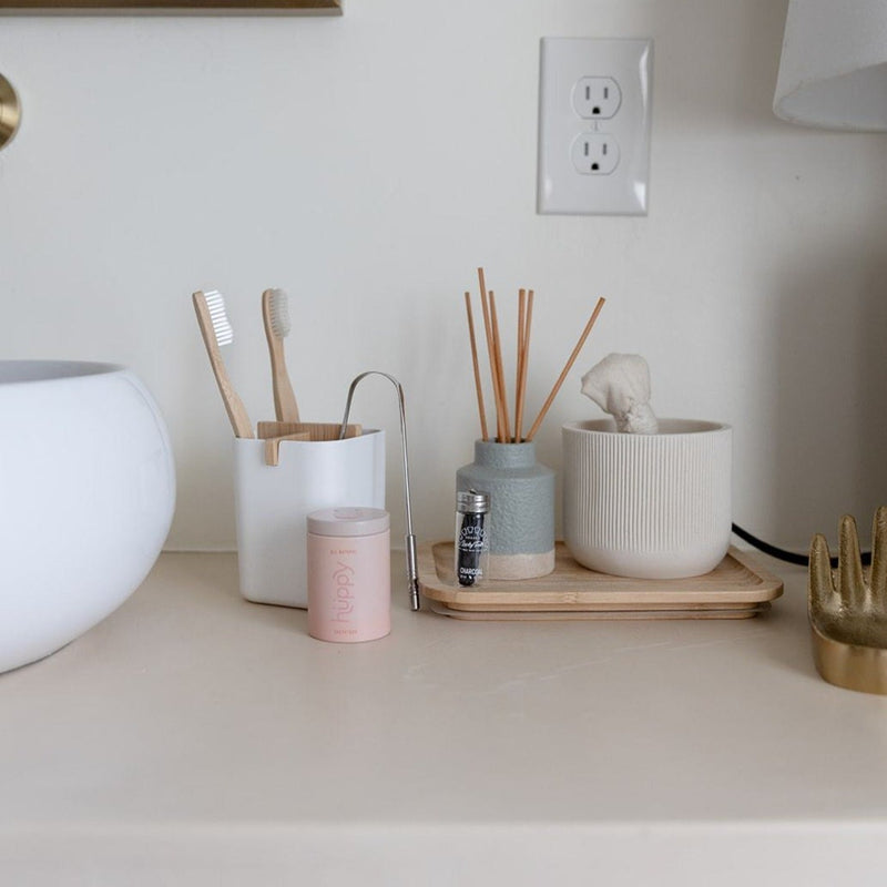 ZeroWasteStore.com Zero Waste Brush Holder- Bamboo Fiber & Corn Starch, White or Black Bathroom Accessories