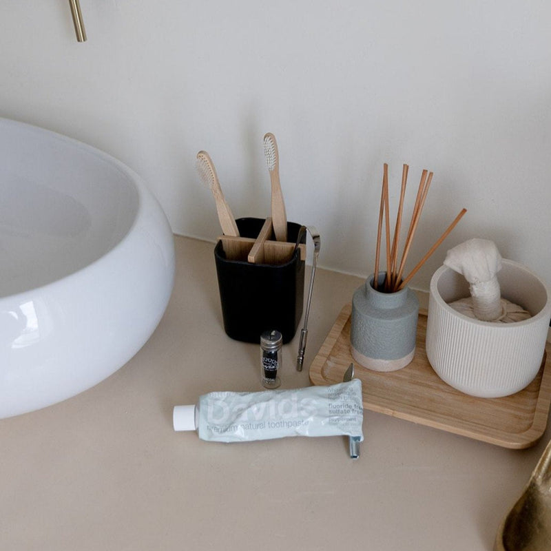 ZeroWasteStore.com Zero Waste Brush Holder- Bamboo Fiber & Corn Starch, White or Black Bathroom Accessories