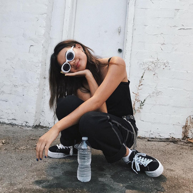 zeroUV Retro 1990's Fashion Oval Clout Goggle Sunglasses Sunglasses