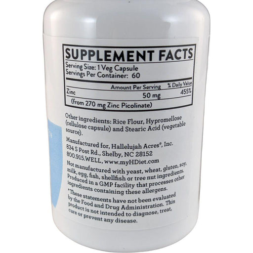 Hallelujah Diet Zinc Picolinate 3oz