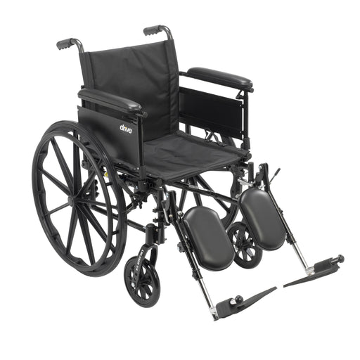 RIO Medical Supplies Cruiser X4 Lightweight Dual Axle Wheelchair with Adjustable Detachable Arms, Full Arms, Elevating Leg Rests, 16" Seat