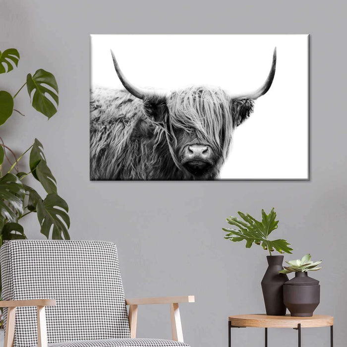 BW Highland Cow Wall Art