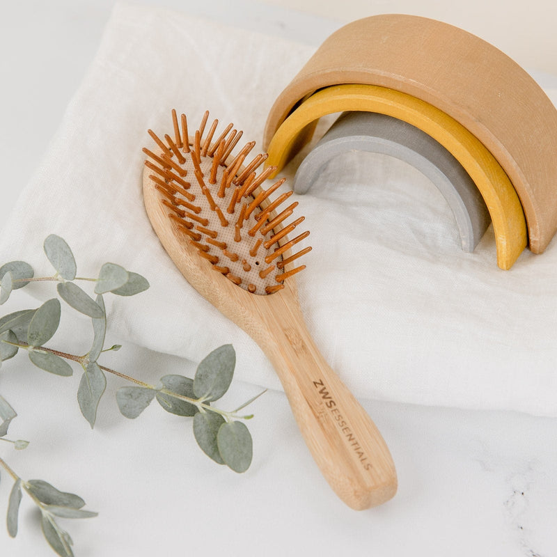 ZeroWasteStore.com Mini Bamboo Hair Brush - Zero Waste Hair Brush, 100% Bamboo, Plastic Free, Compostable Combs & Brushes