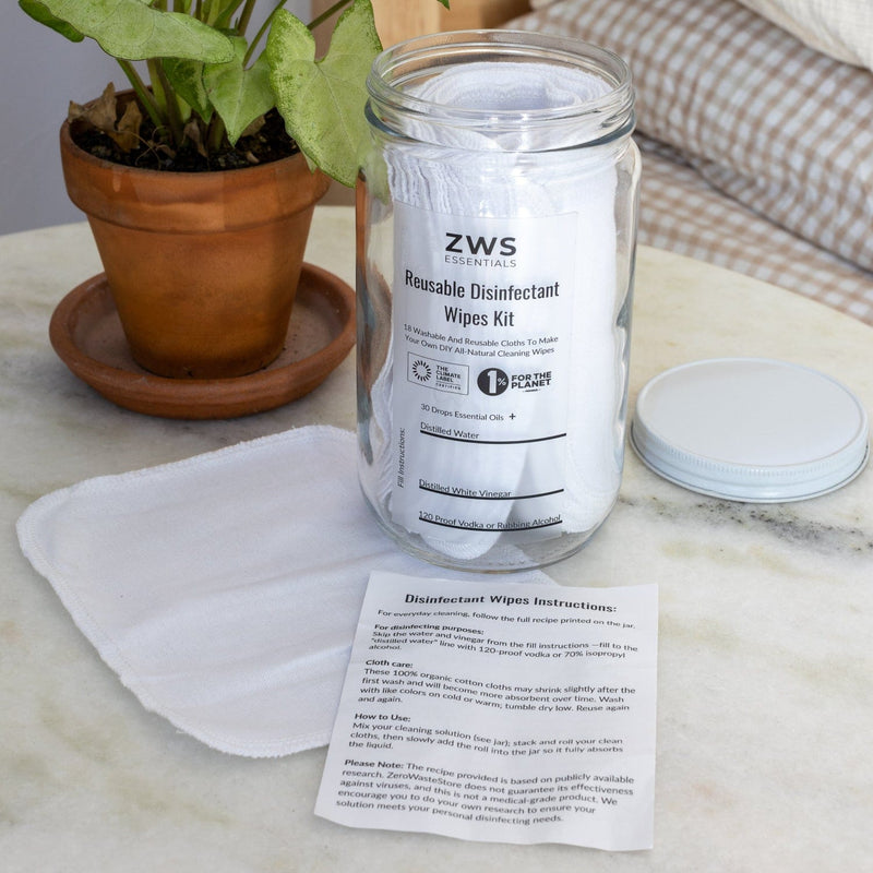 ZeroWasteStore.com Reusable Disinfectant Wipes - DIY Kit Household Cleaning Supplies