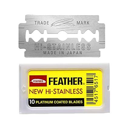 Feather New Hi-Stainless Platinum Coated Double Edge Blades - 10 Blades