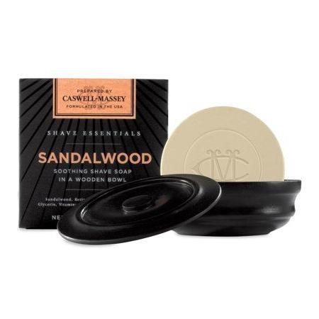 Caswell-Massey Sandalwood Soothing Shave Soap in Black Wooden Bowl 3.3 oz