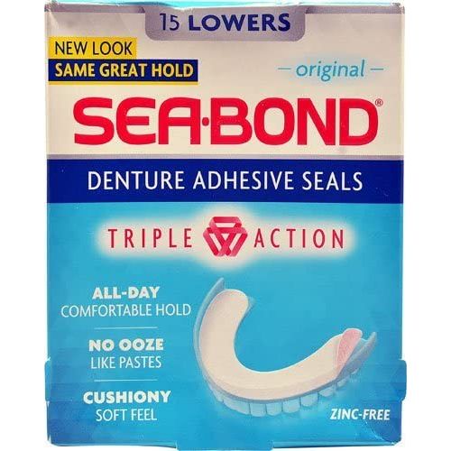 Sea-Bond Triple Action Lower Denture Adhesive Seals Original 15 Ct