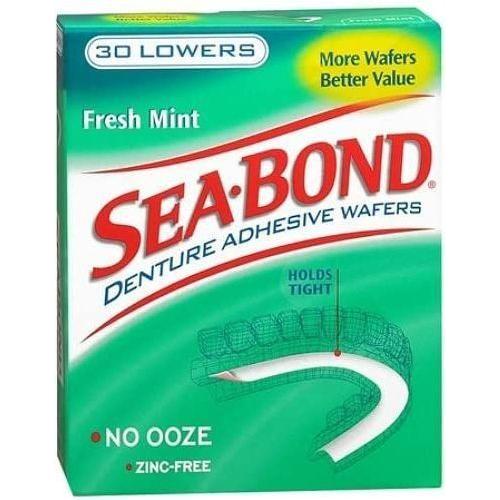 Sea Bond Sea-Bond Denture Adhesive Wafers Lowers Fresh Mint 30 Ct Denture Care