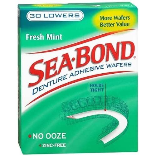 Sea-Bond Denture Adhesive Wafers Lowers Fresh Mint 30 Ct