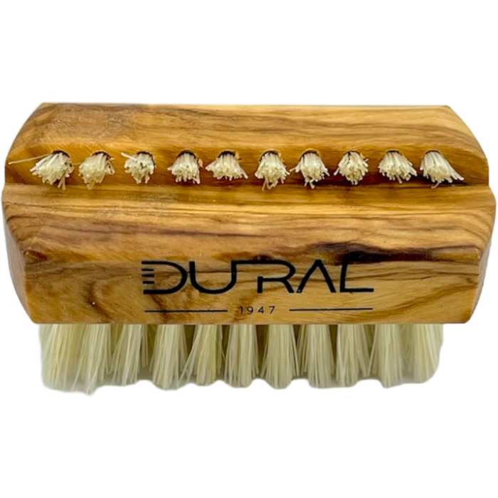 Dural Olive wood travel size nail brush with light natural bristles