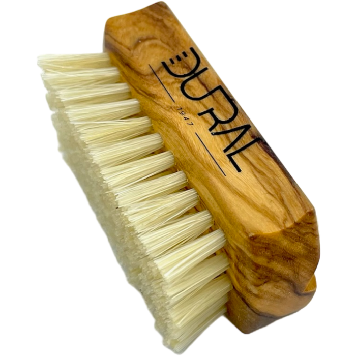 Dural Olive wood travel size nail brush with light natural bristles