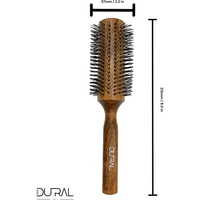 Dural Beech wood round-styler hair brush with nylon pins - 16 rows