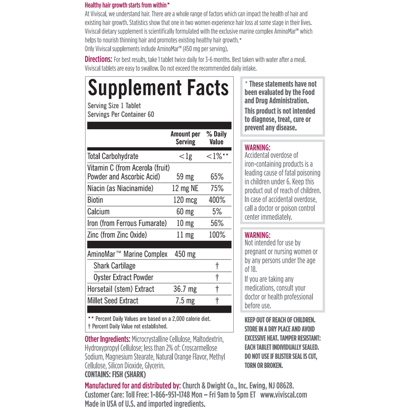 Viviscal Viviscal Hair Growth Dietary Supplement, 60 Tablets Hair Health Supplement