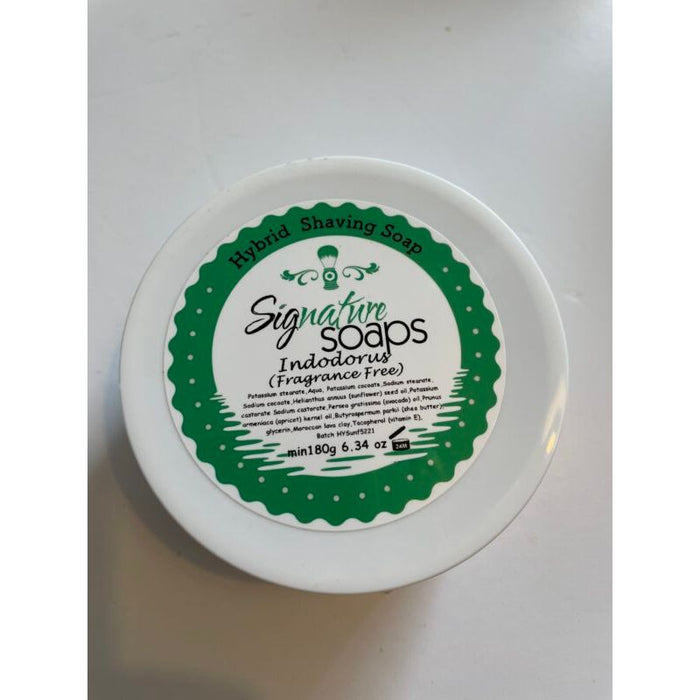 Signature Soaps Indodorus (Fragance Free) Hybrid Shaving Soap 6.34 Oz
