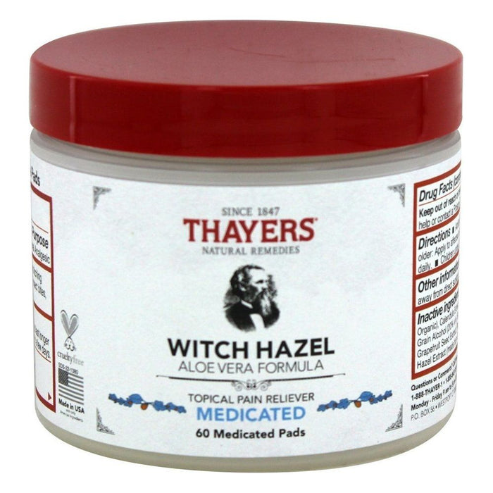 Thayers Astringent Pads Medicated Witch Hazel 60 Pads