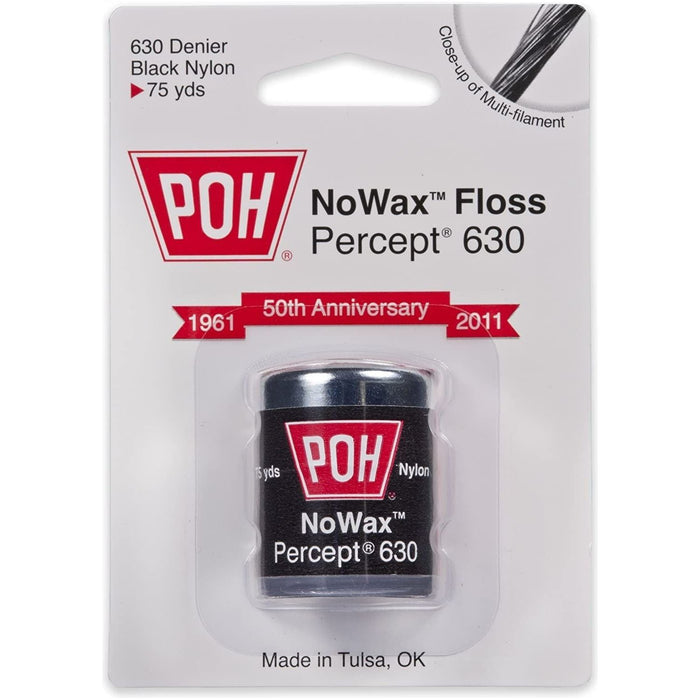 POH Black No Wax Percept Dental Floss Thicker Nylon 75 Yards