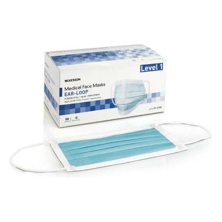 McKesson Medical Face Masks, Level 1 - Pleated with Ear Loops, Non-Sterile, Blue 50ct