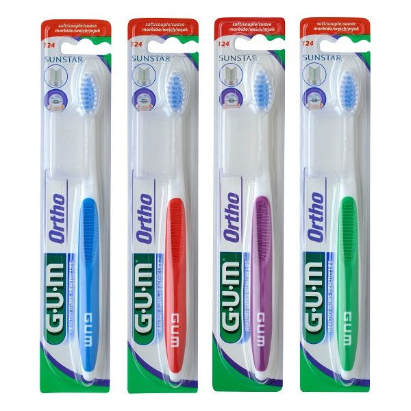 GUM Orthodontic 124 Soft Toothbrush (Assorted Colors)