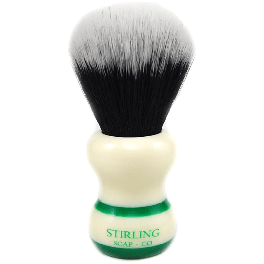 Stirling Soap Co Stirling Soap Co. Synthetic 2-Band Green Stripe Handle Shaving Brush Shaving Brush Black