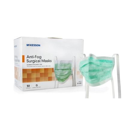 McKesson Medical Face Masks, Level 1 - Pleated with Ties, Non-Sterile, Green 50ct