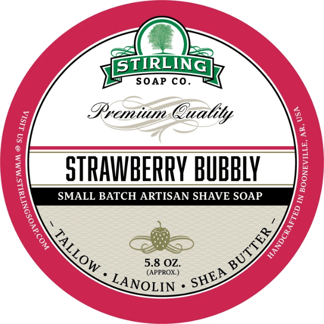 Stirling Soap Co. Strawberry Bubbly Shave Soap Jar 5.8 oz