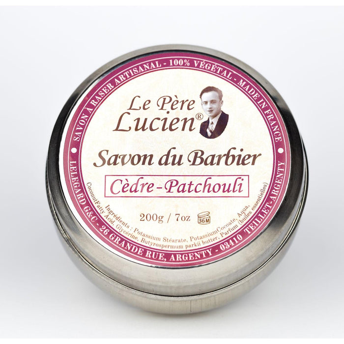 Le Pere Lucien Cidre Patchouli Shaving Soap Steel Box 200G