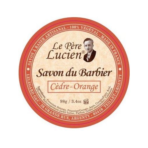 Le Pere Lucien Cidre Orange Shaving Soap Stanless Steel Box With Lid 98G
