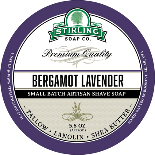 Stirling Soap Co. Bergamot Lavender Shave Soap Jar 5.8 oz
