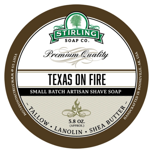 Stirling Soap Co. Texas on Fire Shave Soap Jar 5.8 oz