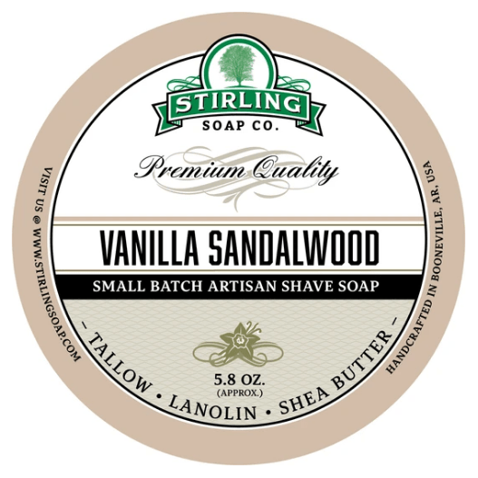 Stirling Soap Co. Vanilla Sandalwood Shave Soap Jar 5.8 oz