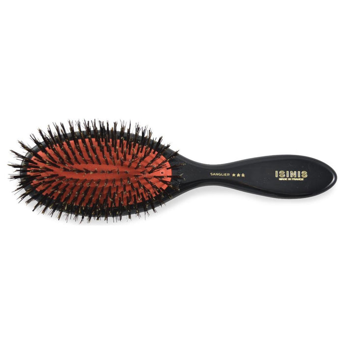 Isinis Large Root Boar Bristles Black Handle Premium Boar Bristle Hair Brush - Pneumatic hairbrush, 11 Rows, L 8.8in Model 33 38 30 83