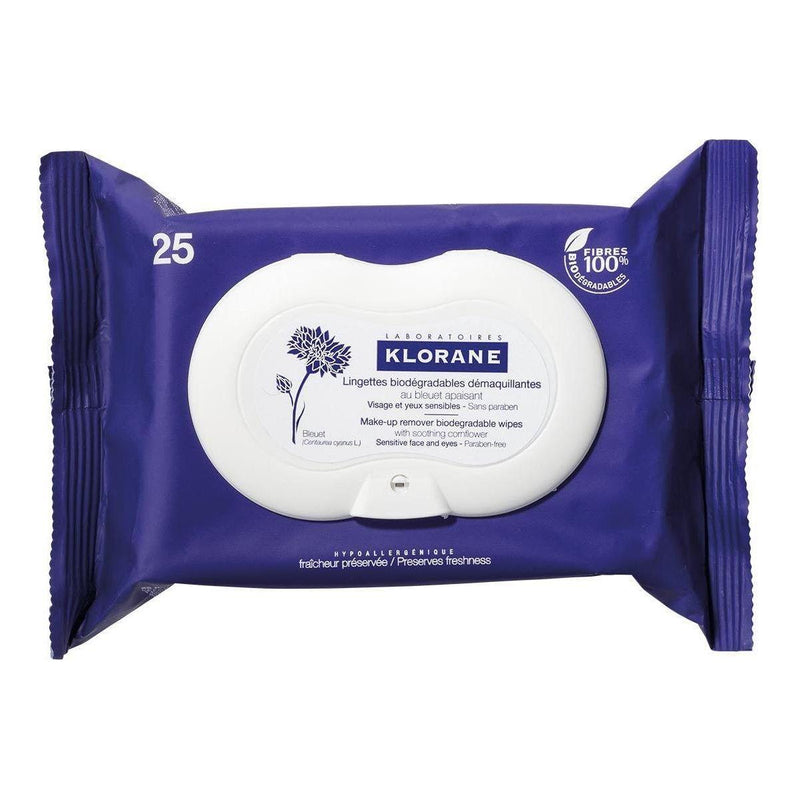 Klorane Klorane Make-Up Remover Biodegradable Wipes with Soothing Cornflower, 25 Count Makeup Remover Wipes Lavender