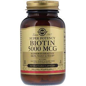 SOLGAR Solgar Biotin 5000mcg 50 Vegetable Capsules Vitamin Supplement Dark Khaki