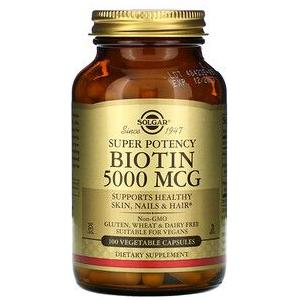 SOLGAR Solgar Biotin 5000 mcg 100 Vegetable Capsules Biotin Supplement