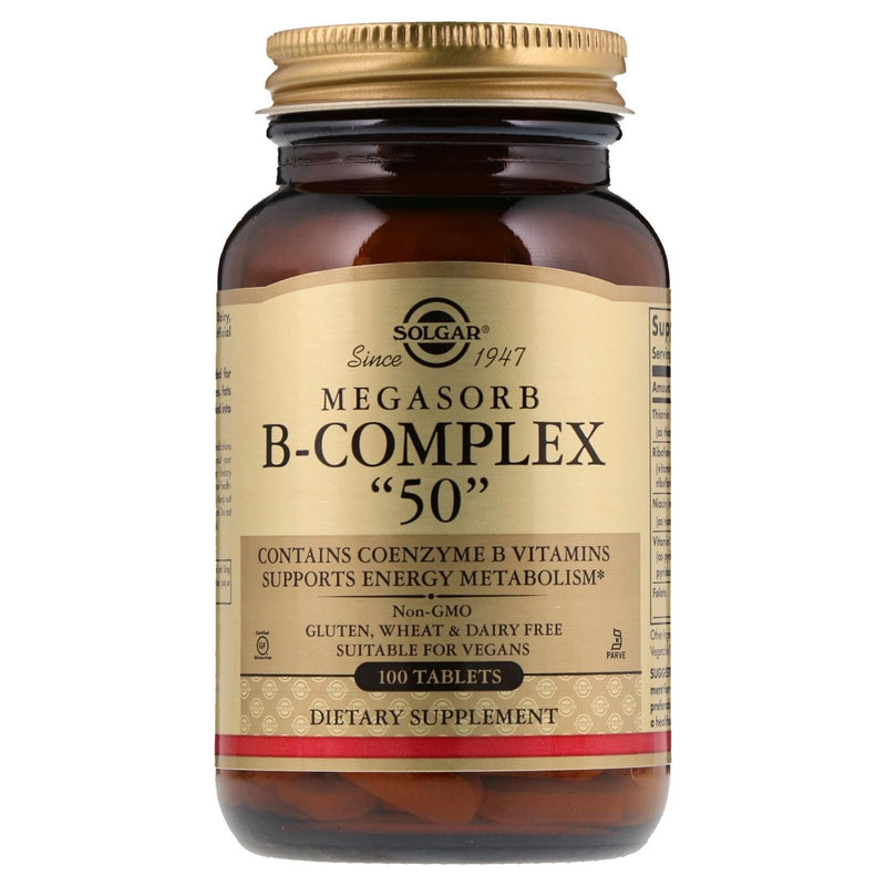 SOLGAR Solgar Megasorb B-Complex "50" 100 Tablets Vitamin Supplement