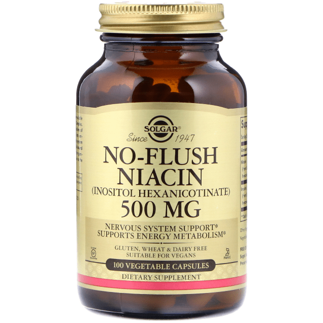 SOLGAR Solgar No-Flush Niacin 500 mg 100 Vegetarian Capsules Vitamins & Supplements