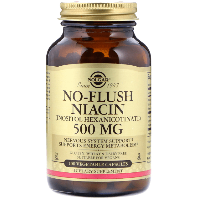 Solgar No-Flush Niacin 500 mg 100 Vegetarian Capsules