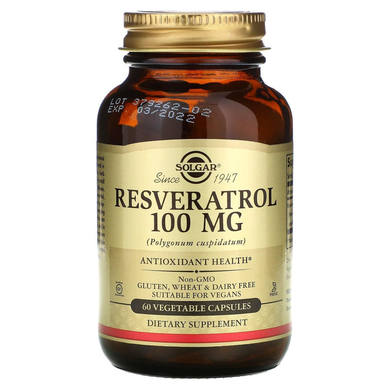 SOLGAR Solgar Resveratrol 100mg 60 Vegetable Capsules Vitamins & Supplements