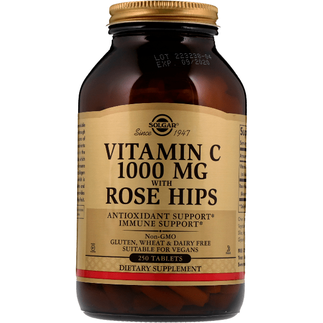 Solgar Vitamin C 1000mg with Rose Hips 250 Tablets