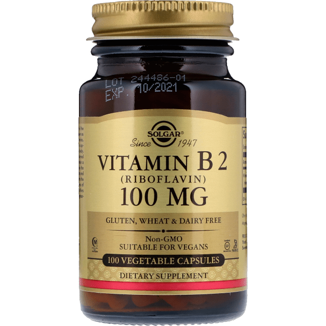 SOLGAR Solgar Vitamin B2 (Riboflavin) 100 mg 100 Vegetable Capsules Vitamin Supplement