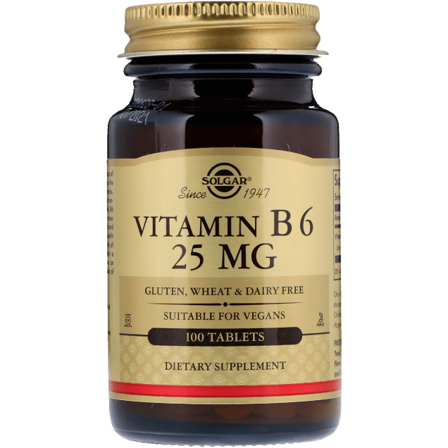 SOLGAR Solgar Vitamin B6 25 mg 100 Tablets Vitamin B6 Tablets