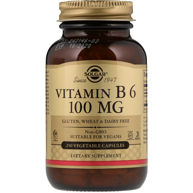 Solgar Vitamin B6 100 mg 250 Vegetable Capsules