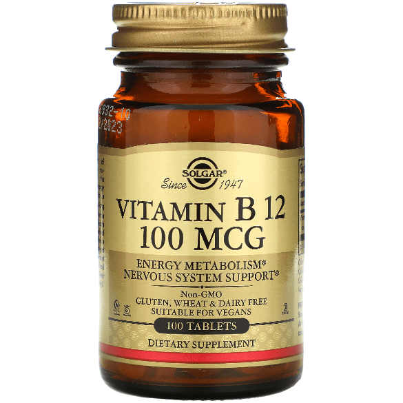 SOLGAR Solgar Vitamin B12 100mcg 100 Tablets Vitamin B12 Supplement