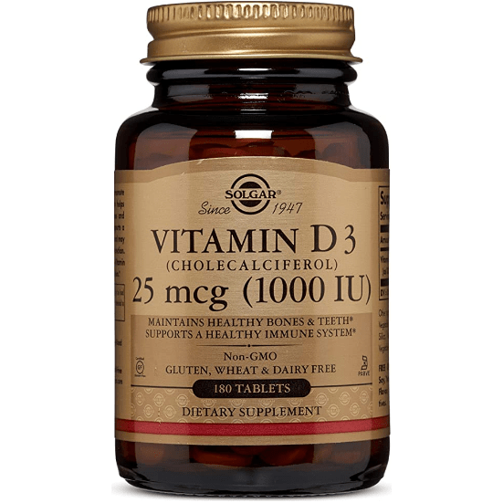 Solgar Vitamin D3 (Cholecalciferol) 25mcg (1000 IU) 180 Tablets