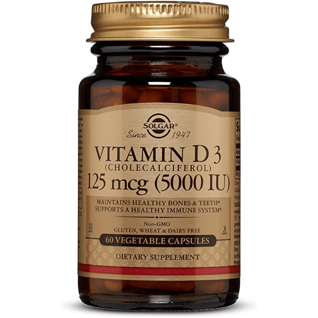 Solgar Vitamin D3 (Cholecalciferol) 125 mcg (5,000 IU) 60 Vegetable Capsules
