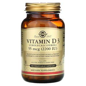 Solgar Vitamin D3 (Cholecalciferol) 2200 IU 100 Vegetable Capsules