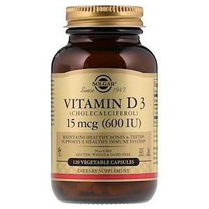 Solgar Vitamin D3 (Cholecalciferol) 600 IU 120 Vegetable Capsules