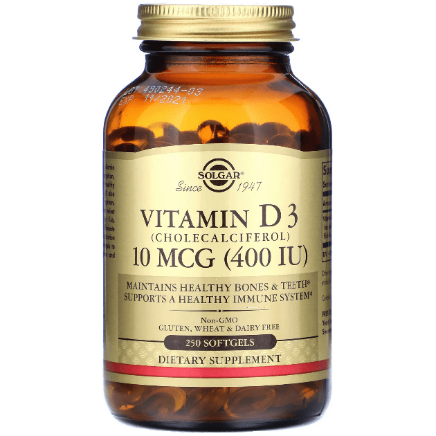 SOLGAR Solgar Natural Vitamin D (Cholecalciferol) 400 IU 250 Softgels Vitamins & Supplements
