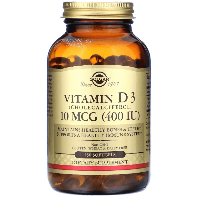 Solgar Natural Vitamin D (Cholecalciferol) 400 IU 250 Softgels